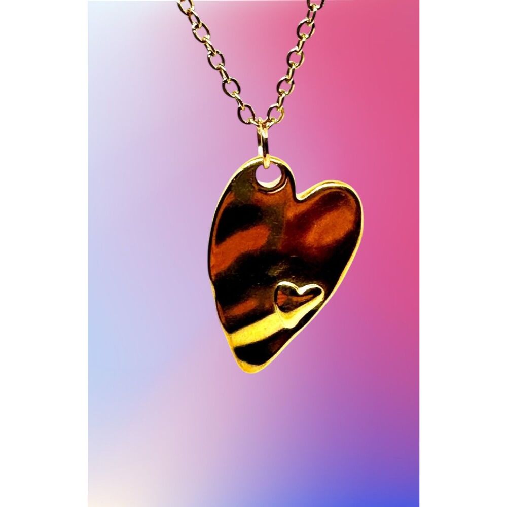 Gold Heart Charm Gold Indio Jewelry Necklace Chain #7070
